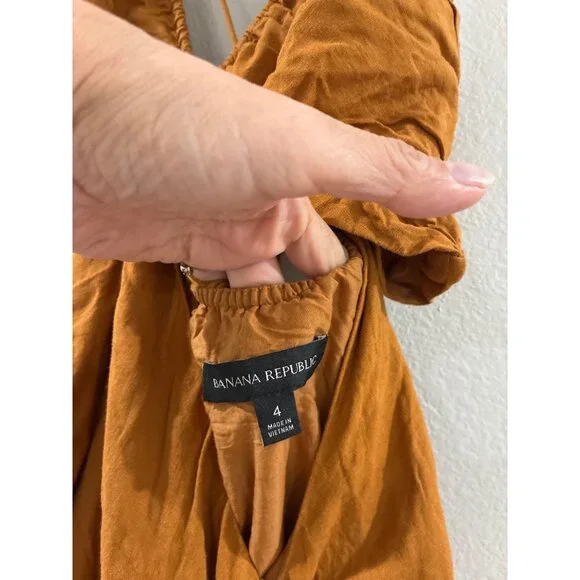 Banana Republic Womens Manon Linen Blend Maxi DressTimeless Ochre Size 4